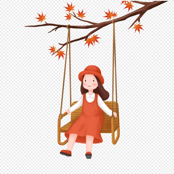 Девочка на качелях мультяшная