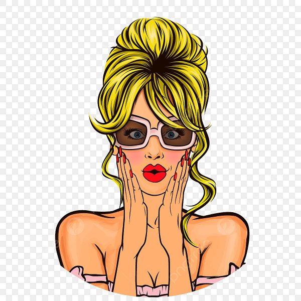 Поп арт девушка блондинка на белом фоне