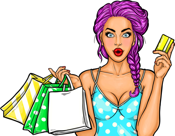 Девушка в стиле поп арт с деньгами