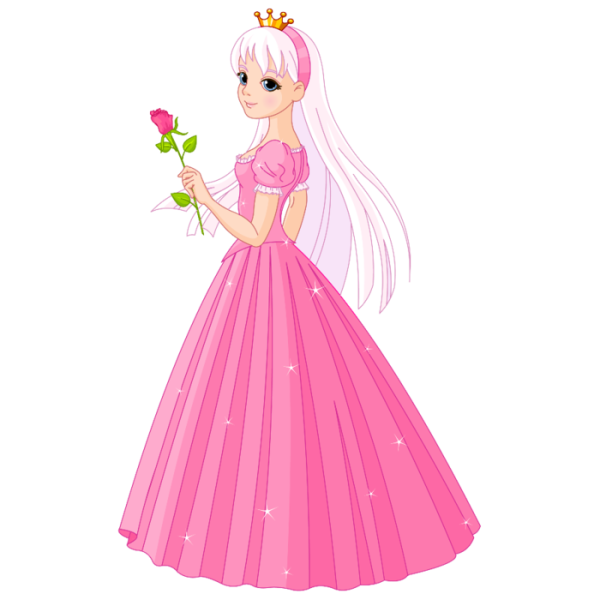 Принцесса в розовом платье мультяшная