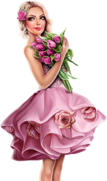 Девушка с цветами иллюстрация