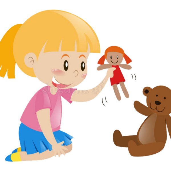 Девочка играет на белом фоне