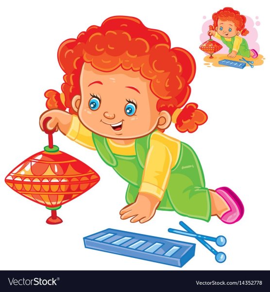 Ребенок играет с юлой рисунок