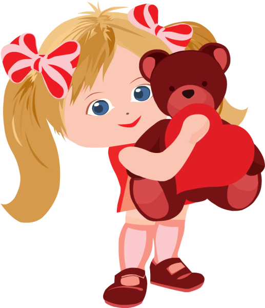 Девочка с игрушкой мультяшная