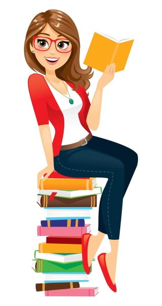 Девушка с книгой на прозрачном фоне