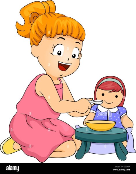 Девочка с куклой мультяшная