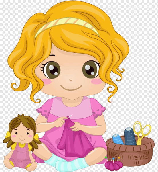 Девочка с куклой на белом фоне