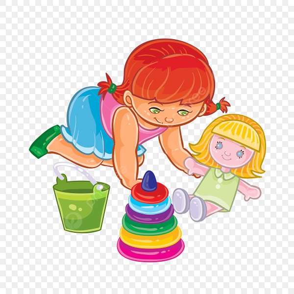 Девочка играет с куклами вектор