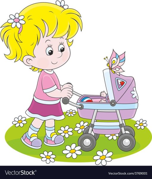 Девочка с куклой мультяшная