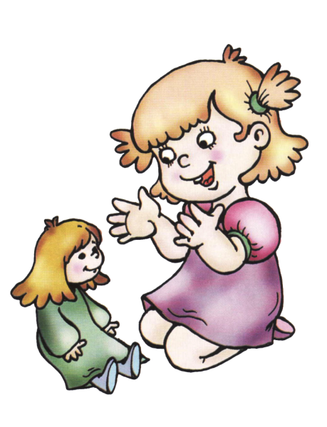 Девочка с куклой мультяшная