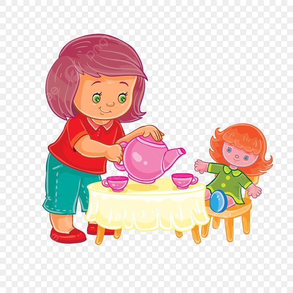 Девочка с куклой клипарт