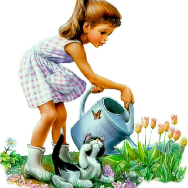 Девочка с лейкой для детей