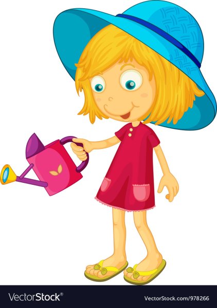 Мальчик и девочка с лейкой