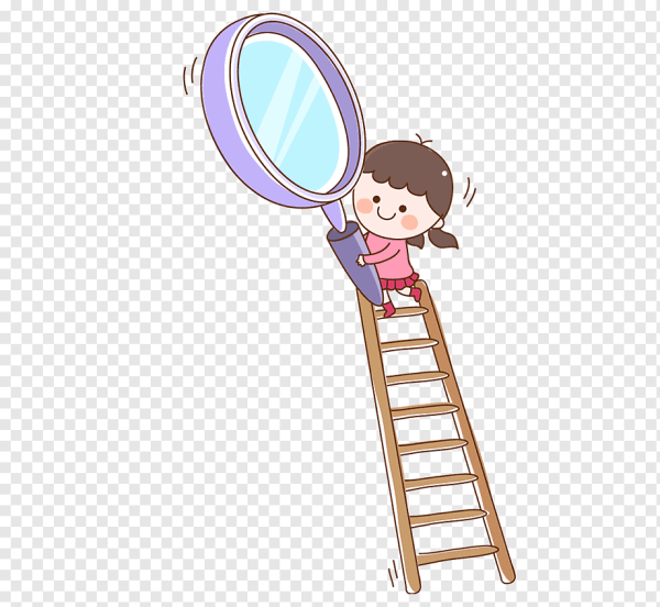 Дети с лупой на прозрачном фоне