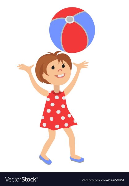 Мультяшная девочка с мячиком