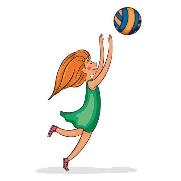 Девушка ловит мяч