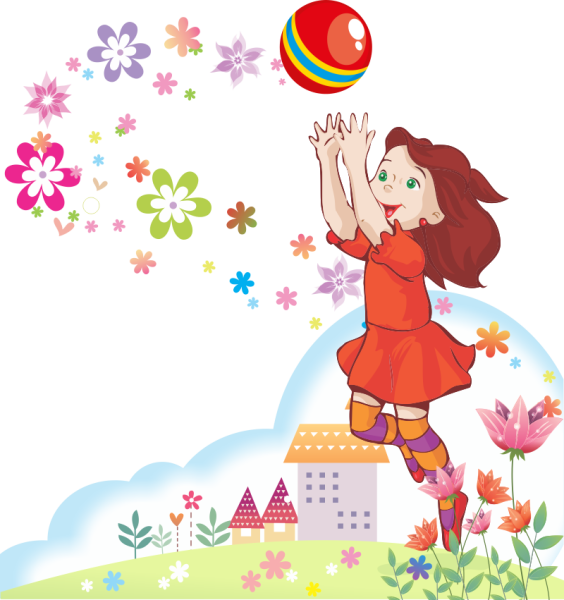 Девочка с мячиком рисунок