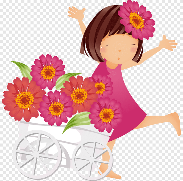 Девочка с цветами вектор