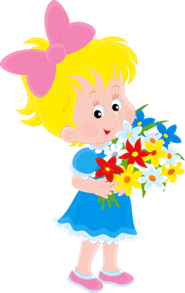 Девочка с цветами мультяшная