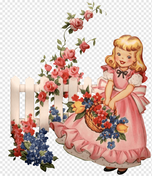 Открвткп девочкн с цветами