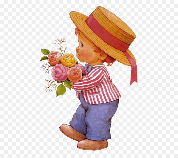 Мальчик с цветами мультяшный