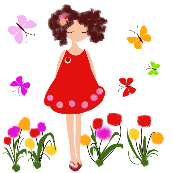 Девочка с платьем из цветов