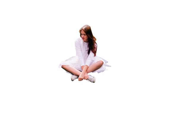 Девушка сидит без фона