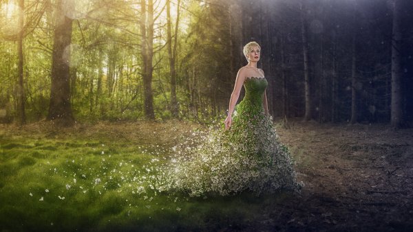 Девушка в сказочном лесу