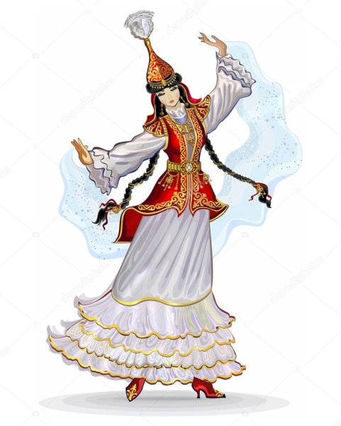 Девушка в национальном казахском костюме вектор