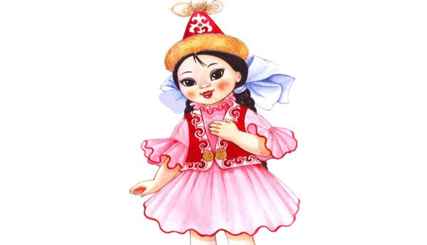 Казахская девушка рисунок