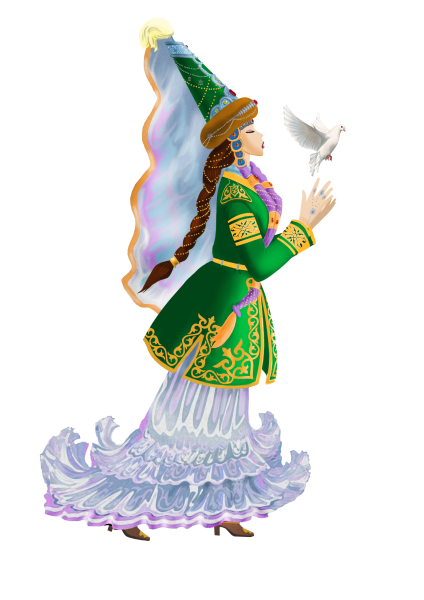 Девушка в национальном казахском костюме вектор