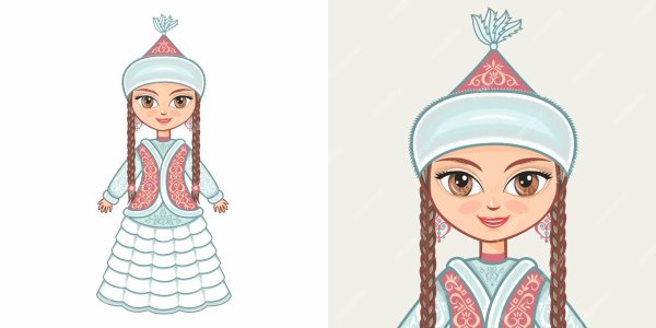 Казашка в национальном костюме рисунок