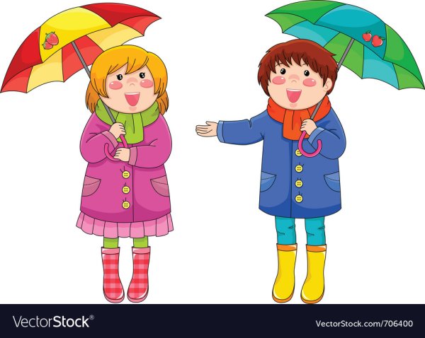 Мальчик и девочка под зонтиком