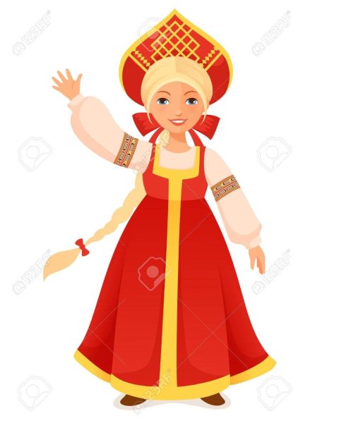 Мультяшная девочка в народном костюме