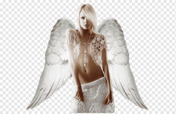 Девушка с крыльями на белом фоне