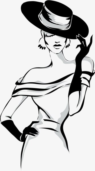 Дама в шляпе силуэт