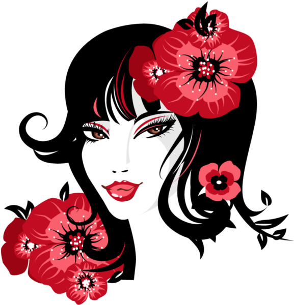 Силуэт девушки с цветком