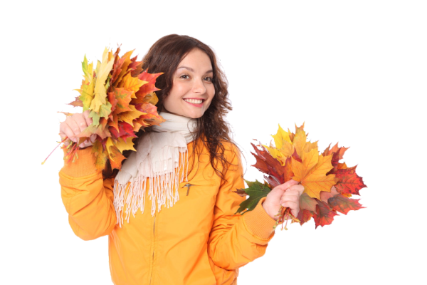 Осенние девушки на прозрачном фоне