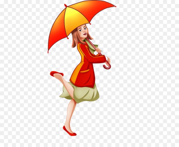 Мультяшная девочка с зонтиком