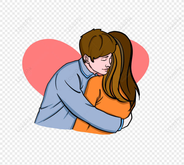 Мультяшная девушка обнимает