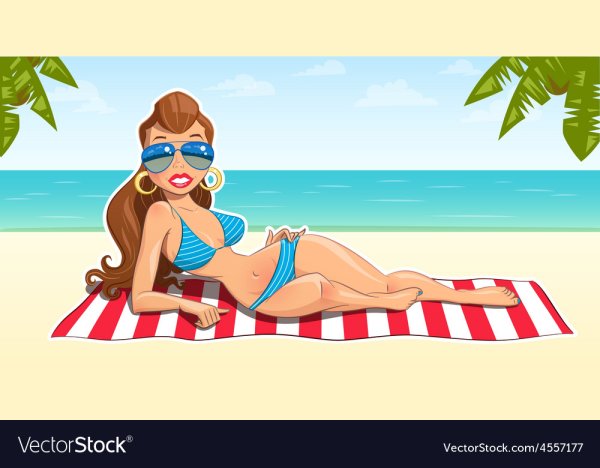 Девушка на пляже вектор