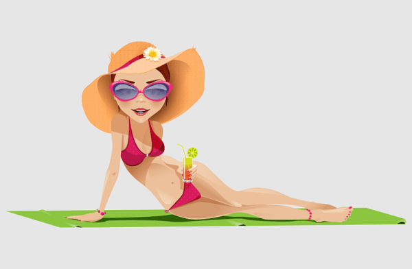 Девушка на пляже на прозрачном фоне