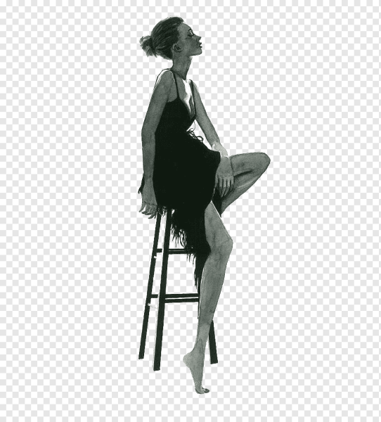 Женщина сидит в профиль