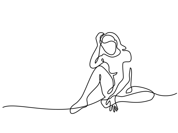 Девушка одной линией вектор