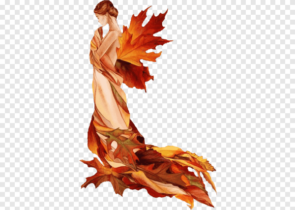 Фея осени на прозрачном фоне