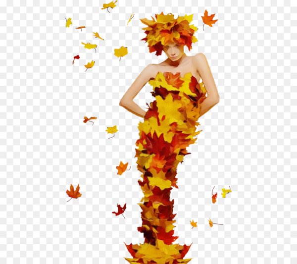 Девочка осень на прозрачном фоне