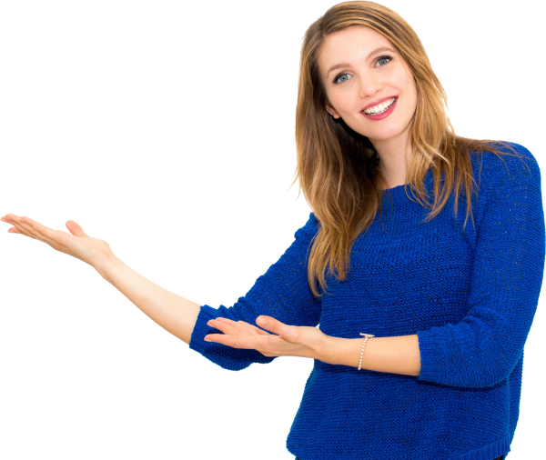 Женщина показывает пальцем