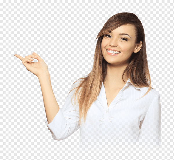 Девушка указывает пальцем