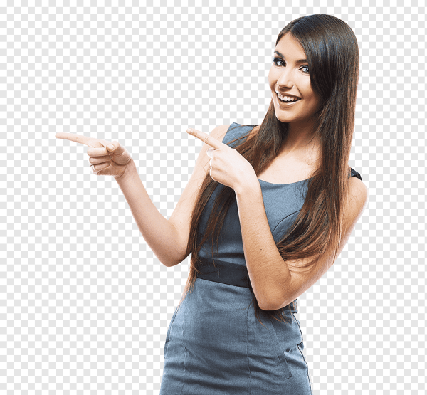 Девушка указывает пальцем