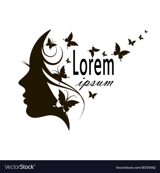 Силуэт лица девушки с бабочкой